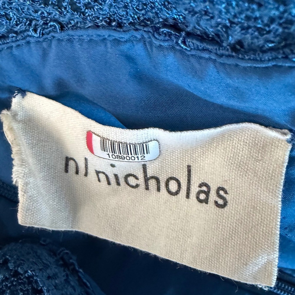 N Nicholas Blue Lace Octavia Cocktail Dress Off Shoulder Bell Sleeve S 8‎ - Picture 4 of 16